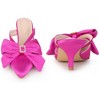 Perphy Women's Bow Rhinestones Kitten Heels Satin Slide Mules - 2 of 4