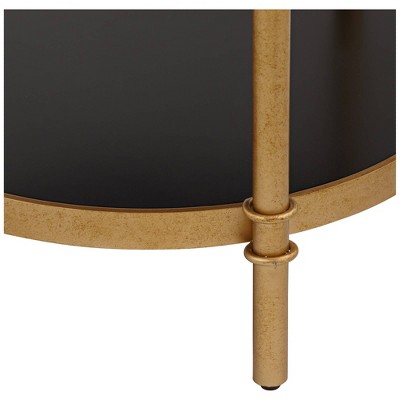 Cason Glam-Luxe Black and Gold Round Three-Tier Side Table