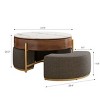 Lift-Top Round Coffee Table with Storage,Sintered Stone Top & 3 Nesting Ottomans,Space-Saving Design for Living Room–The Pop Home - 4 of 4