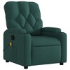 vidaXL Dark Green Massage Recliner Chair For Elderly - Manual Footrest & Back Adjustment, Vibration Massage, Cup Holders, Side Pocket, Fabric Seating - 3 of 4