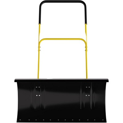 Coucheta Snow Pusher Shovel for Driveway with Wheels, Heavy Duty Push Snow Shovel 5 Position Angled Blade, Adjustable Handle, Rolling Snow Shovels