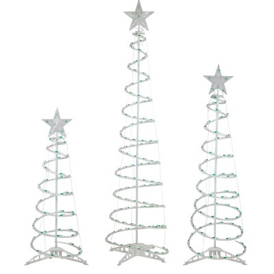 Northlight Set Of 3 Green Lighted Spiral Christmas Trees, 3', 4', And 6 ...