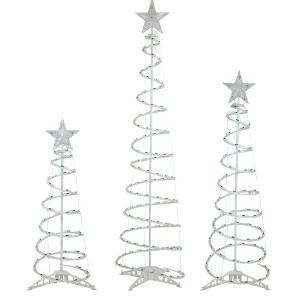 Northlight Set of 3 Green Lighted Spiral Christmas Trees, 3', 4', and 6' - 1 of 4