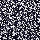 navy blue white leaves