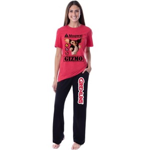 Gremlins Womens' Mogwai Rules Logo Movie Film Sleep Pajama Set Crewneck Multicolored - 1 of 4