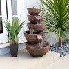 34" Resin Outdoor 5-Tier Modern Bowl Cascading Waterfall Fountain with LED Lights Bronze - Alpine Corporation: Polyresin Garden Decor, 24 LEDs - 2 of 4