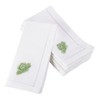 Saro Lifestyle Embroidered Cabbage Design Hemstitched Trim Border Cotton Napkin - Set of 6, 20", White - 2 of 3