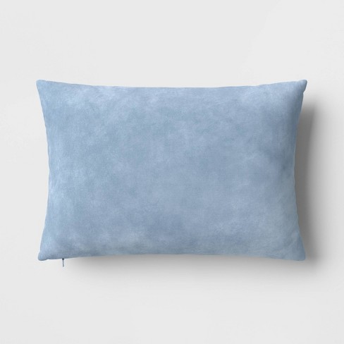 Oversize Washed Cotton Velvet Lumbar Throw Pillow Light Blue Threshold Indoor Decorative Cushion Hidden Zipper Polyester Fill Target