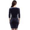 Coolmee Women Sexy Cross V Neck Three-Quarter Sleeve Tulip Hem Bodycon Slit Wrap Velvet Mini Dress Cocktail Guest Dress - 3 of 4