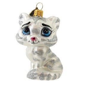 Blubom 3.5 Inch Silver Striped Cat Ornament Kitten Pet Feline Meow Tree Ornaments - 1 of 3