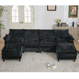 GDFStudio Nyven 121.5" Modern 6-Seater Chenille Upholstered Sectional Sofa with 2 Movable Ottomans - 1 of 4