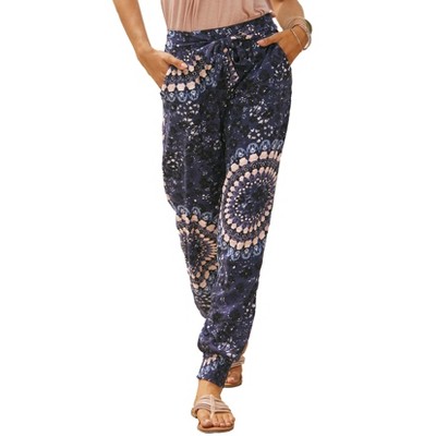 Women's Patterned Tie Waist Jogger Pants - LASCANA