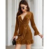 Clearlove Women's Long Sleeve Wrap Semi Formal Velvet Mini Dress Sexy Cocktail Party Winter Club Dress - 2 of 4