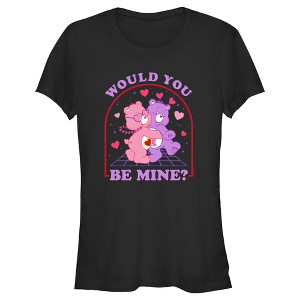 Juniors Womens Care Bears Valentine's Day Love-a-Lot Bear and Share Bear Would You Be Mine T-Shirt - 1 of 4