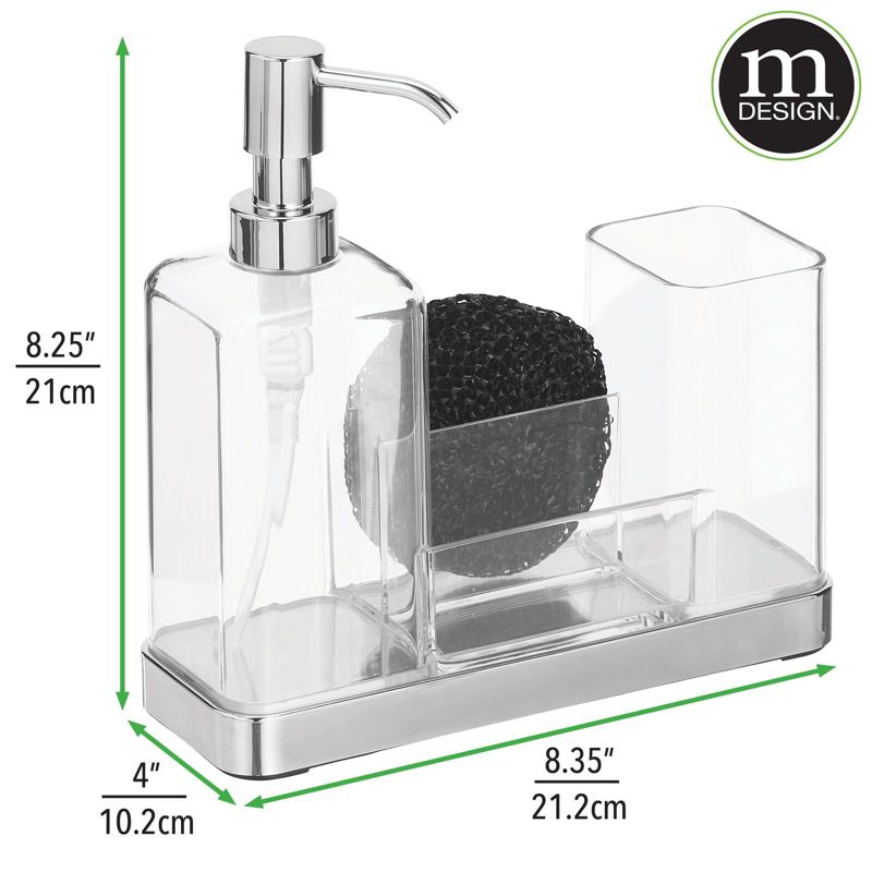 mDesign Plastic Kitchen Sink Countertop Liquid Soap Dispenser, 3 of 7