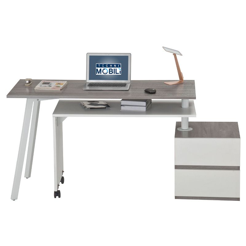 Rotating Multi Positional Modern Desk Light Gray - Techni Mobili, 6 of 17
