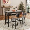 grey 5-Piece Kitchen Counter Height Table Set, Bar Table with 4 Chairs - 3 of 4