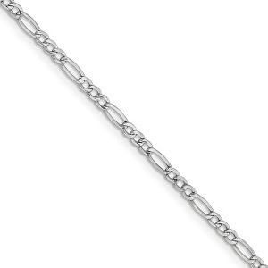 Black Bow Jewelry 2.5mm 14k White Gold Hollow Figaro Chain Necklace - 1 of 4