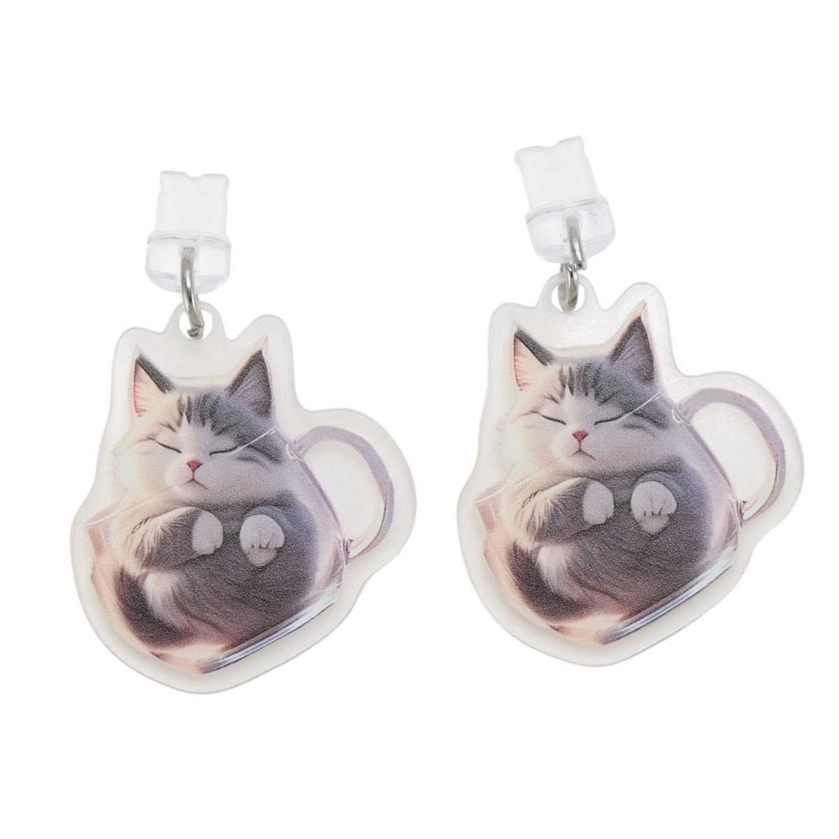 Unique Bargains Cat Pendants Dust Plug Charm for Lightning Light Gray White 2 Pcs