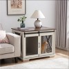 APRILSOUL Farmhouse Dog Crate with Sliding Barn Door, Wooden Kennel End Table, Flip-top Plate & Detachable Divider, for Dogs - 4 of 4