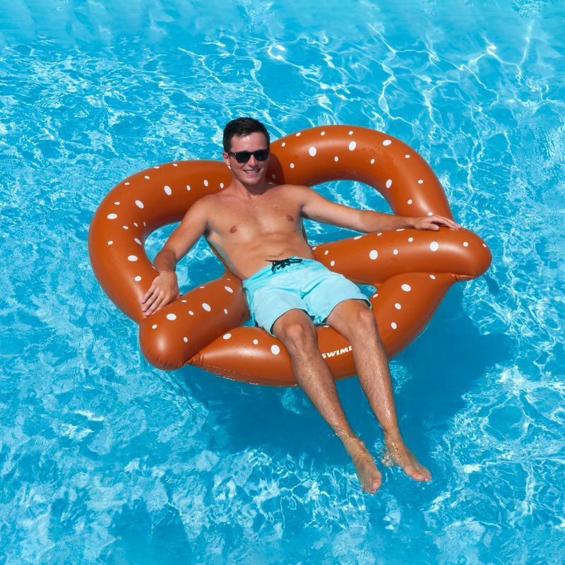 Swimline 60" Inflatable Giant Pretzel 3-Person Swimming Pool Float - Brown/White, 3 of 9