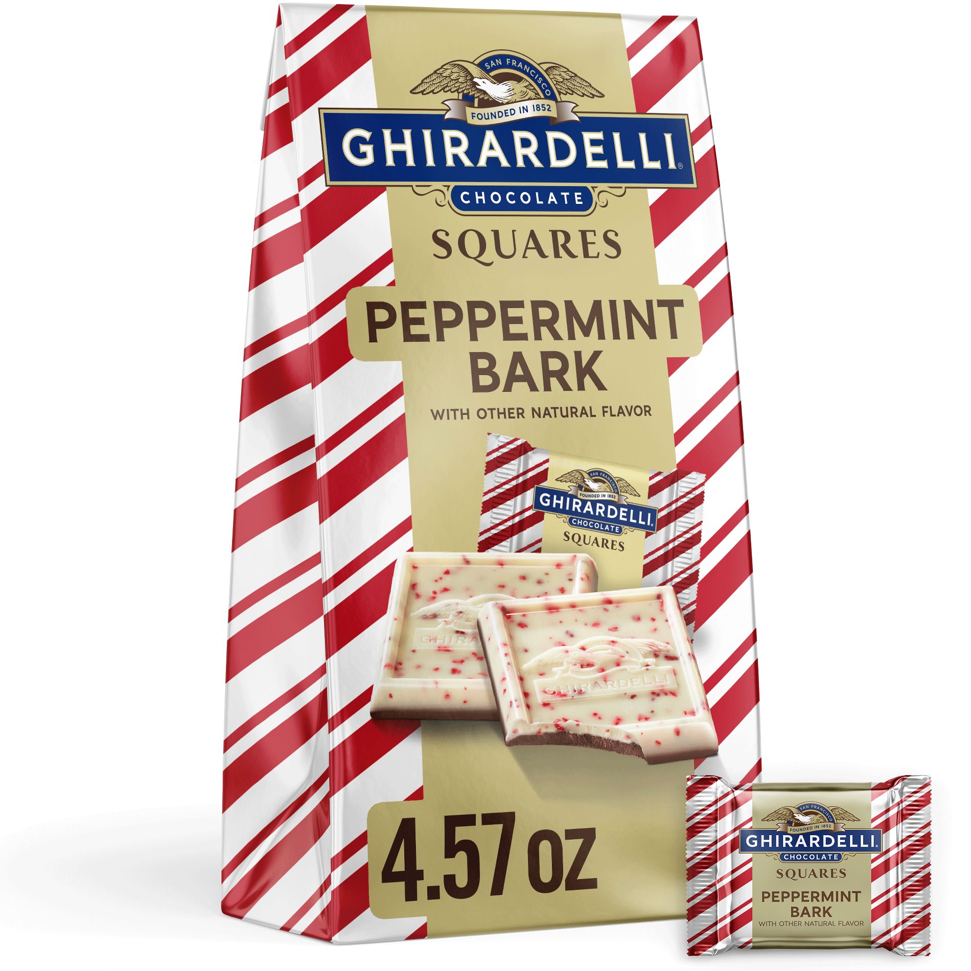 Ghirardelli Christmas Peppermint Bark Milk Chocolate Squares - 4.57oz