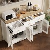 Jojoka Farmhouse Buffet Sideboard Cabinet with 4 Doors and 3 Drawers,Kitchen Cabinet with Adjustable Shelf - 3 of 4