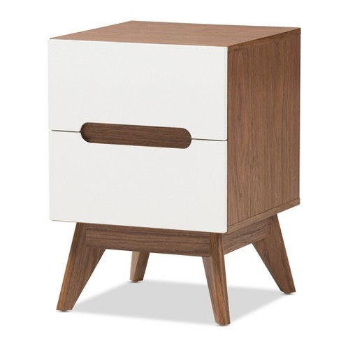 Cassie Mid-century Modern Nightstand Walnut/white - Buylateral