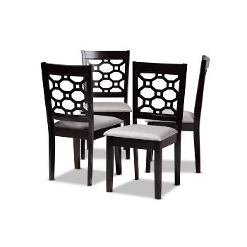 4pc Peter Fabric Upholstered and Wood Dining Chairs - Baxton Studio