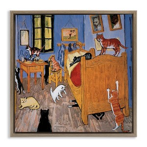 Stupell Industries Cats in Bedroom Classics Parody, 25" x 25" - 1 of 4