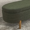 GDFStudio Dick 46" Faux Shearling Upholstered Soft Oval Ottoman with Rubberwood Legs - 4 of 4