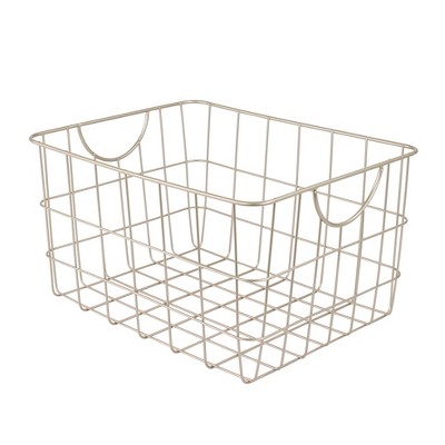 Spectrum Diversified Utility Basket White: Small Metal Storage with Built-In Handles, No Assembly Required