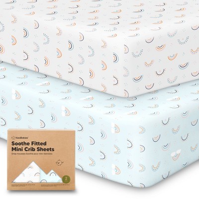 KeaBabies Mini Crib Sheets for Baby Girls, Boys, 2-Pack Soothe Pack and Play Sheets Fitted, Organic Pack N Play Mattress Sheet