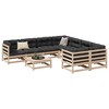 vidaXL 9 Piece Patio Sofa Set with Cushions Solid Wood Pine - Natural Pine with Cushion - 2 of 4