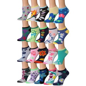 Women's 20 Pairs Colorful Playful Zoo Motif Patterned Low Cut/No Show Socks - 1 of 4