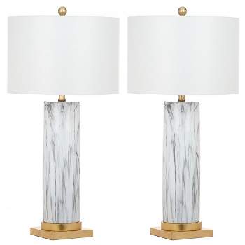 Sonia Faux Marble 31.25 Inch H Table Lamp (Set of 2) - Black/White - Safavieh.