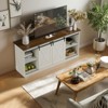 Vynxaria Modern 65 Inch Solid Wood TV Cabinet, White, Double-Layer Storage, Sliding Doors, Adjustable Shelves - 4 of 4