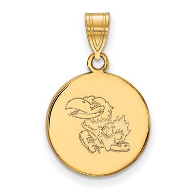 Black Bow Jewelry 14k Yellow Gold Kansas Jayhawks NCAA Medium Pendant