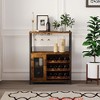Living Room Wine Bar Rack Cabinet w/ Storage Space & Detachable Wine Rack, Coffee Bar w/ Glass Holder, 3-Tier Kitchen Buffet Cabinet - 4 of 4