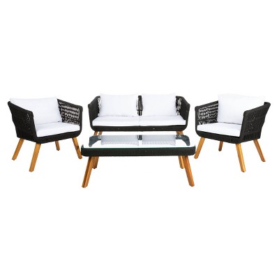 Denridge 4pc Outdoor Set - Black/White - Safavieh