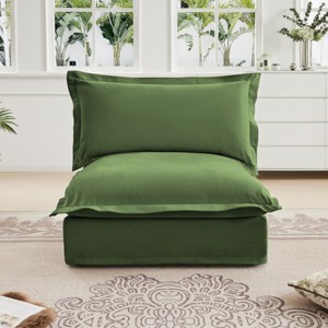 Modern Chenille Fabric Accent Chair With 1 Big Back Cushion And 2 Big Pillows,Single Couch,Slipcovered Chair,Single Sofa-Maison Boucle - 1 of 4