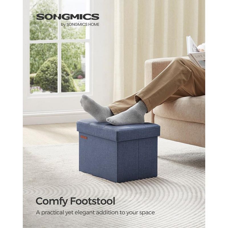 SONGMICS Small Folding Storage Ottoman Foot Rest Stool Cube Footrest 286 lb Load Capacity, 2 of 7