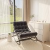 Patio Rocking Chair, Adjustable Metal Frame Lounge Chair with Cushion for Porch or Backyard - 3 of 4