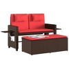 vidaXL Reclining Patio Bench with Cushions Brown Poly Rattan - 4 of 4