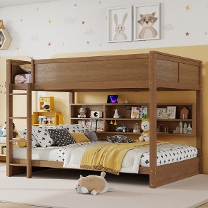 Whisen Queen Over Queen Bunk Bed with Built-in Storage Cabinets - 1 of 4