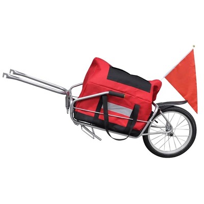 Red Polyester One-Wheel Bike Cargo Trailer with Storage Bag