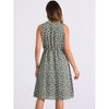 Allegra K Women's Printed Split Neck Drawstring Waist Sleeveless A-Line Floral Midi Dress - 4 of 4