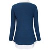 Women's Long Sleeve Contrast Collared Shirts Patchwork Work Blouse Tunics Tops - 3 of 4