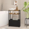 Narrow Side Table, Slim End Tables with Fabric Basket, Skinny Table for Small Spaces, Thin Bedside Table - 3 of 4