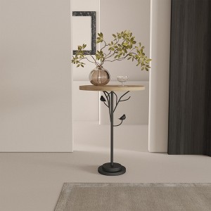 GlasFlength End Tables, Modern Accent End Table Coffee Table with Metal Leg for Living Room, Bedroom and Office, Brown, 15.75"*15.75"*24.4" - 1 of 4